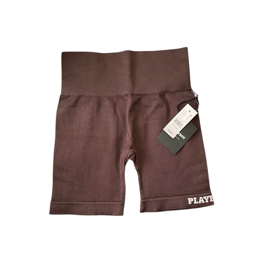 PLAYBOY Chocolate Brown Biker Shorts